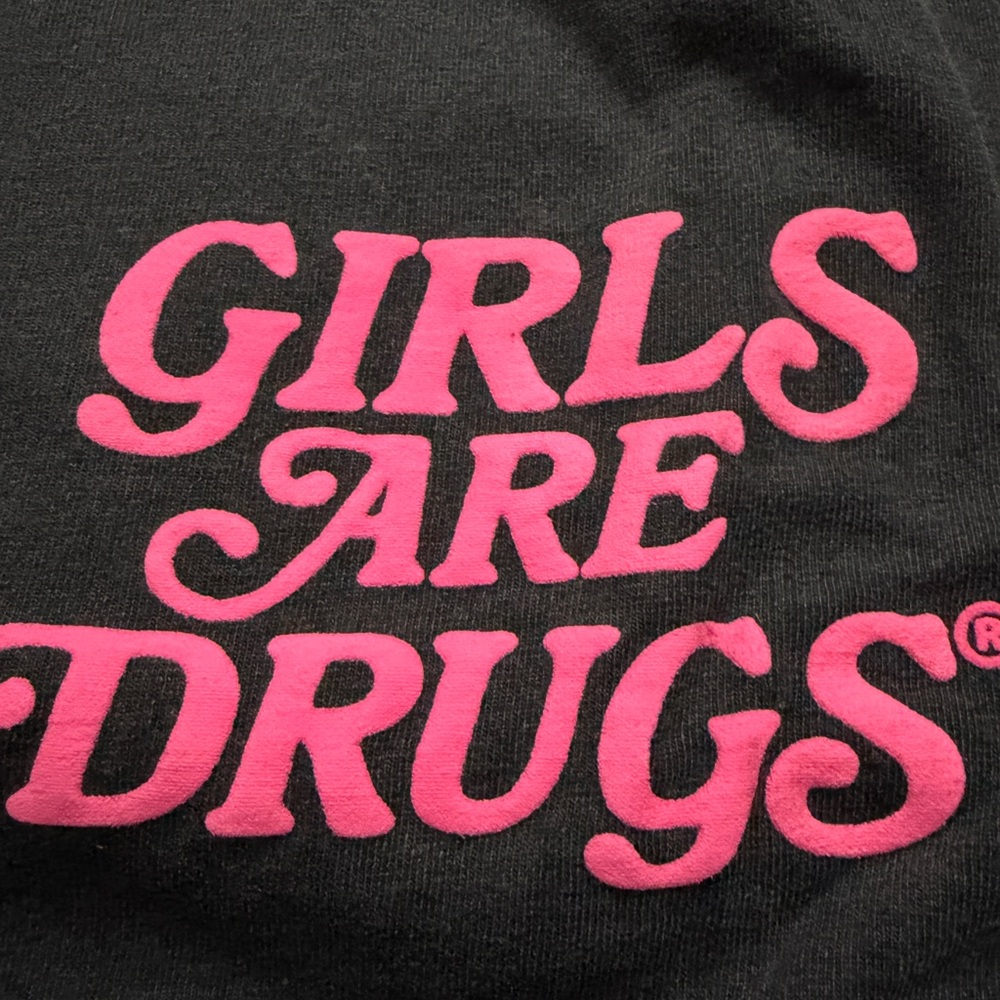 Girls Are Drugs Gray Graphic Tee with Pink & Green Print (NWT) - Picture 3 of 6